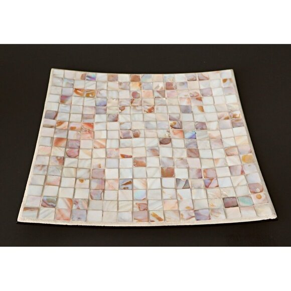 Handmade Mother Of Pearl Mosaic Square Decorative Plate - Picture 3 of 7